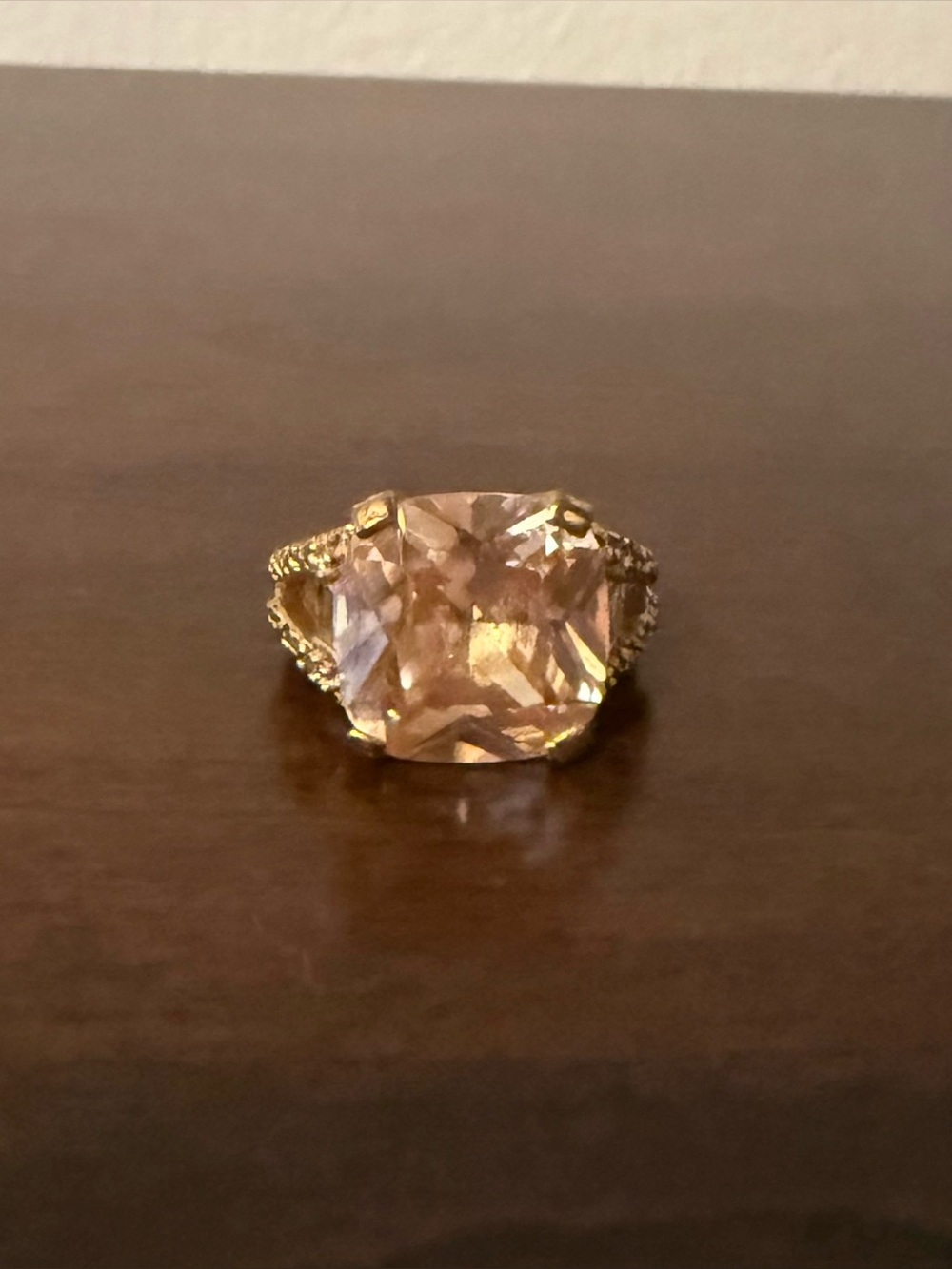 Gold plated pink morganite ring